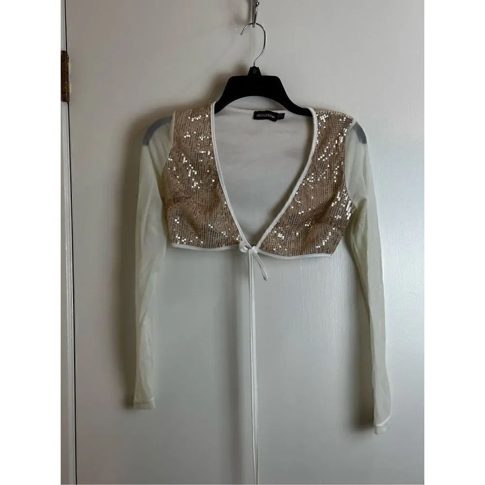Pretty little thing gold and cream top on size 2